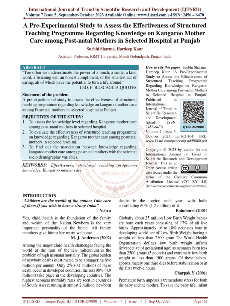 A Pre Experimental Study To Assess The Effectiveness of Structured ...
