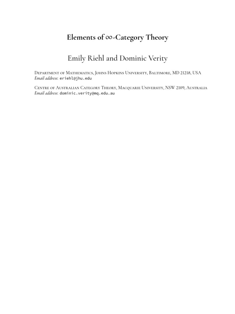 Elements of Infinity-Category Theory | PDF | Category Theory ...