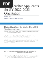 New Teacher Applicants For SY 2022-2023 Orientation