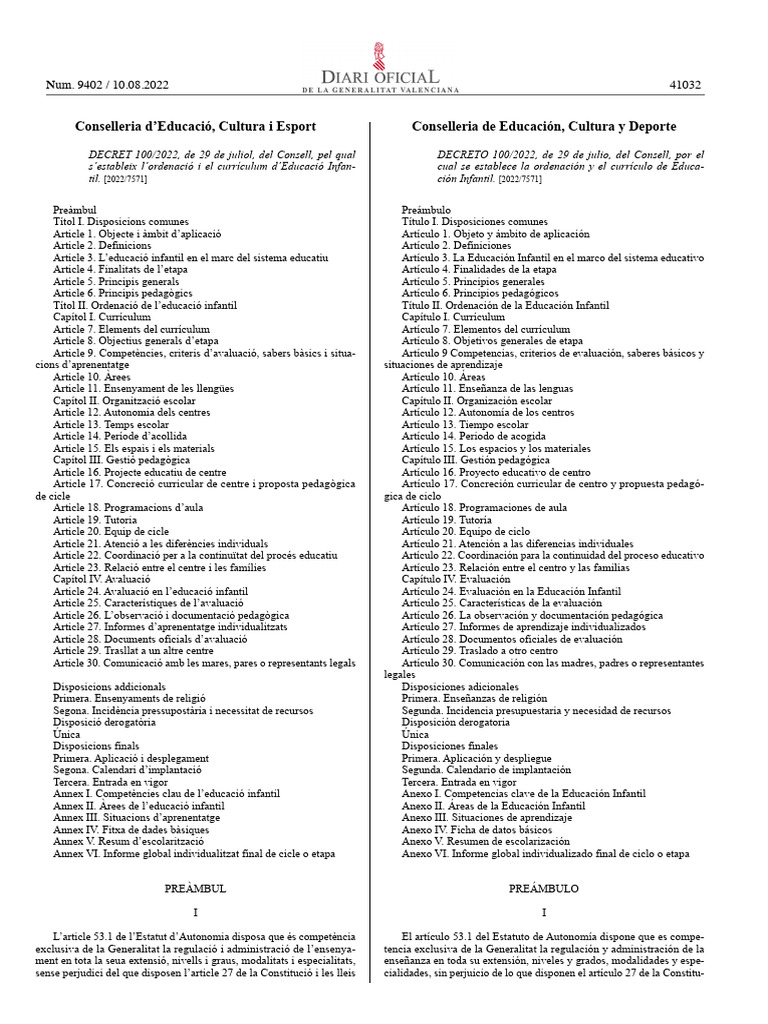 Decret Infantil Lomloe | PDF | Plan de estudios | Educación de la ...