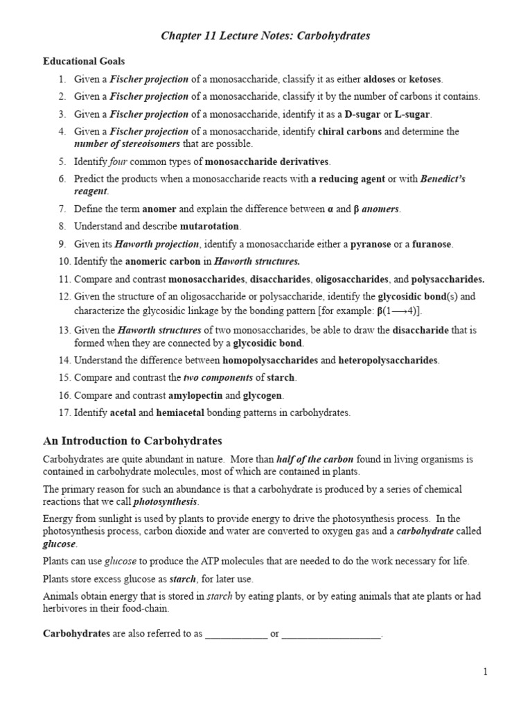 Carbohydrates - Course Notes 2 | PDF | Carbohydrates | Polysaccharide