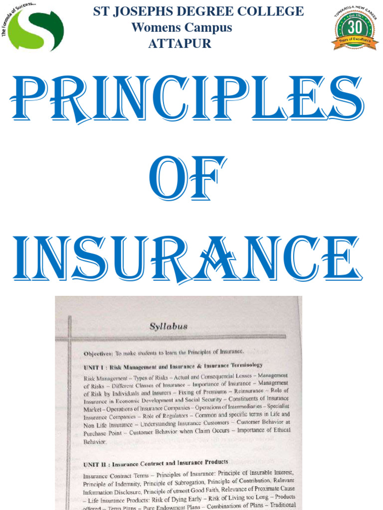 Principal of Insurance Unit Ii PDF Insurance Home Insurance