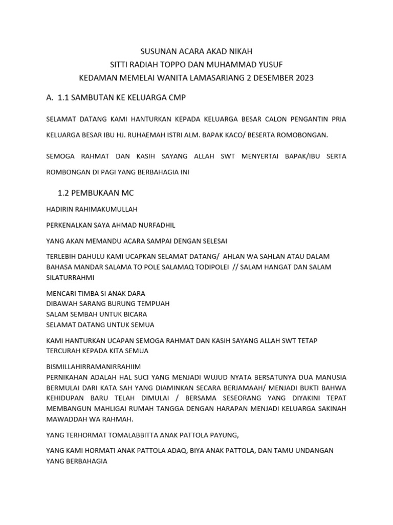 Naskah Mc Akad Nikah St Radia Muh Yusuf Pdf