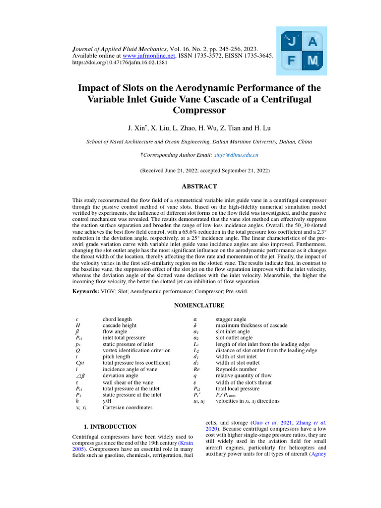 JAFM Volume 16 Issue 2 Pages 245-256 | PDF | Turbine | Vortices 