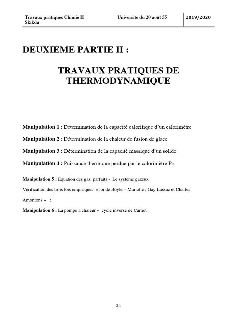 Je Partage TP Thermodynamique II Avec Vous | PDF | Enthalpie de ...