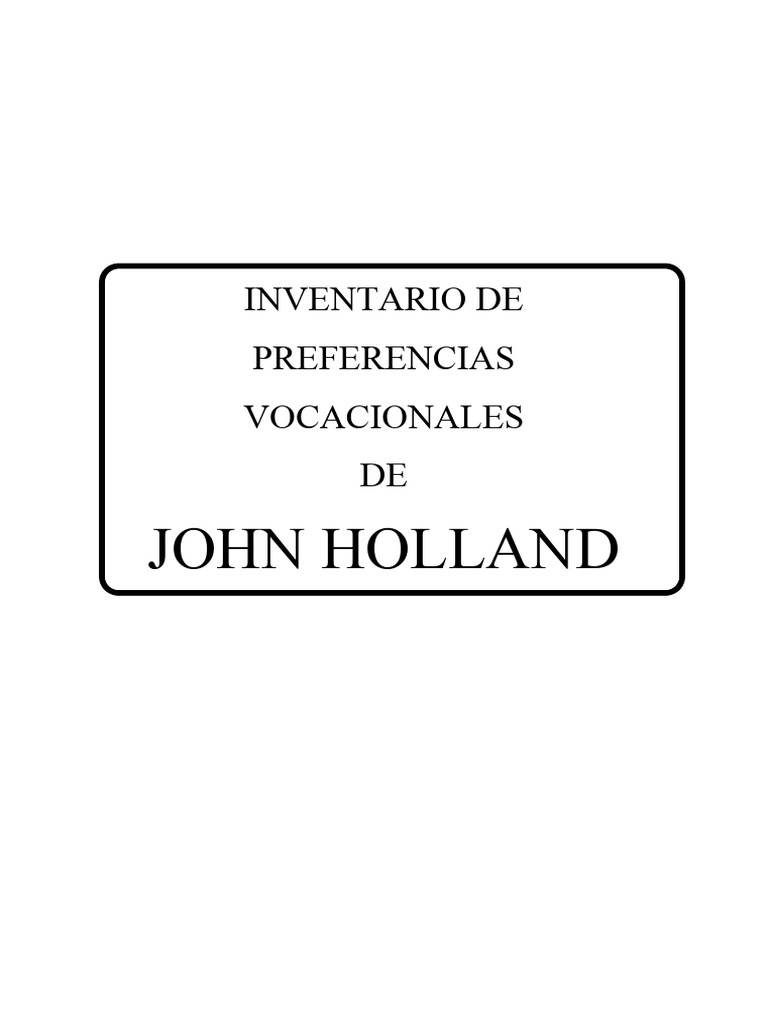 Inventario Vocacional de John Holland | PDF | Contabilidad | Sicología