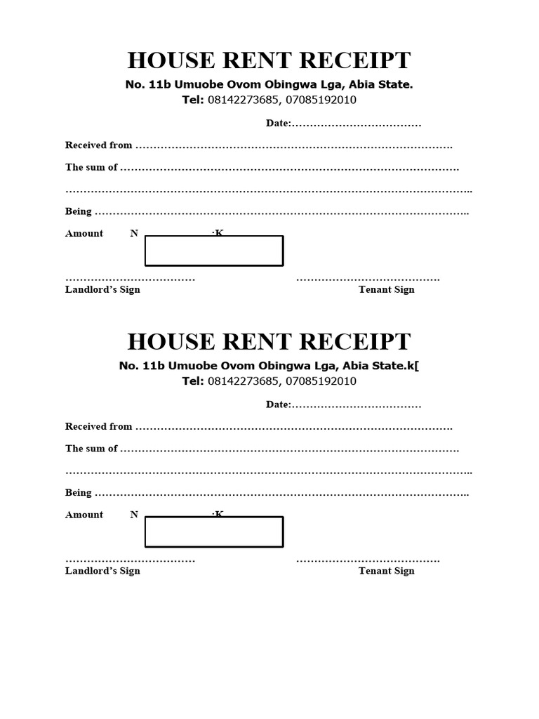 House Rent Receipt PDF