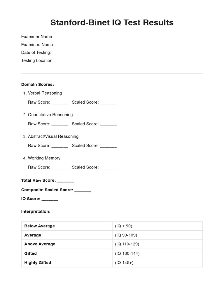 6499218550fe2a5c25b606e9 - Stanford-Binet IQ Test Results | PDF