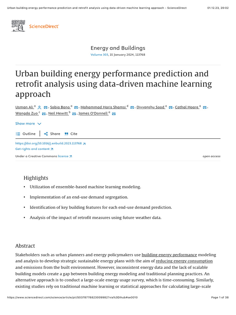 Urban Building Energy Performance Prediction and Retrofit Analysis