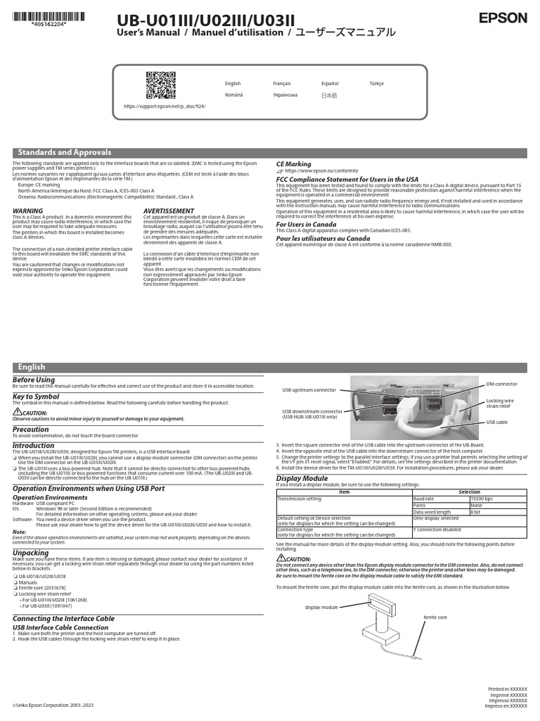 Epson UB-U03II Driver Installation Guide | PDF | Electromagnetic ...