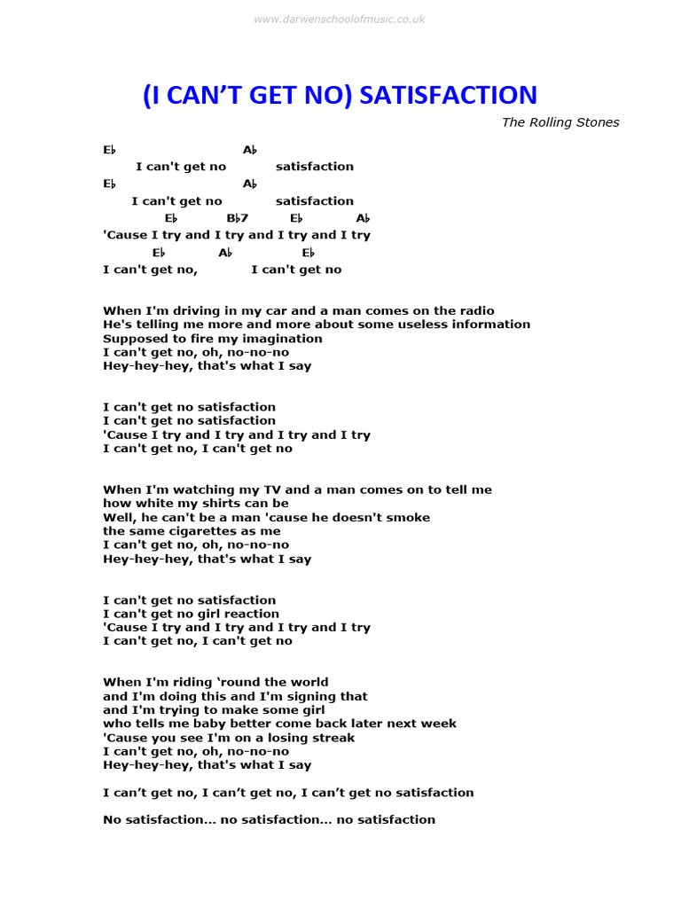 I Can't Get No) Satisfaction Lyrics | PDF