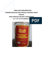 TUGAS 4 CP 9 1 Laporan Rencana Dan Implementasi HACCP Kacang Langkoseng