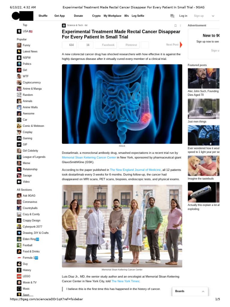 Experimental Treatment Made Rectal Cancer Disappear For Every Patient