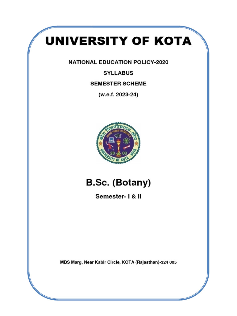 B.Sc. Botany Syllabus for Semesters I & II | PDF | Microorganism | Fungus
