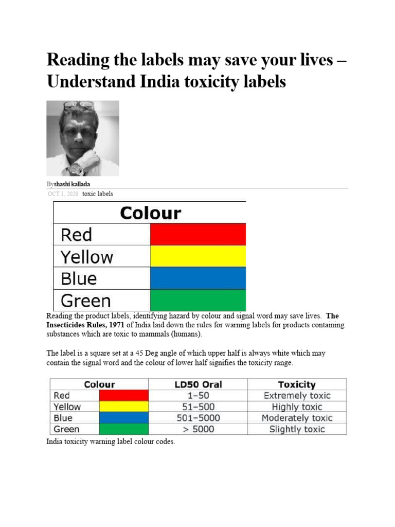 India Toxicity Labels Explained | PDF | Toxicity | Occupational Safety ...