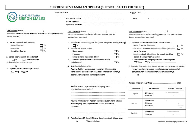Checklist Keselamatan Operasi | PDF