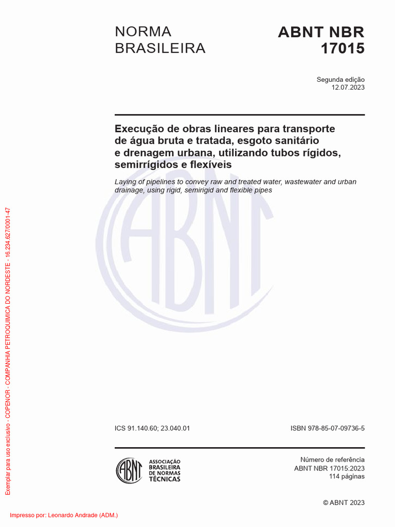 Abnt NBR 17015 2023 | PDF | Materiais | Engenharia Civil