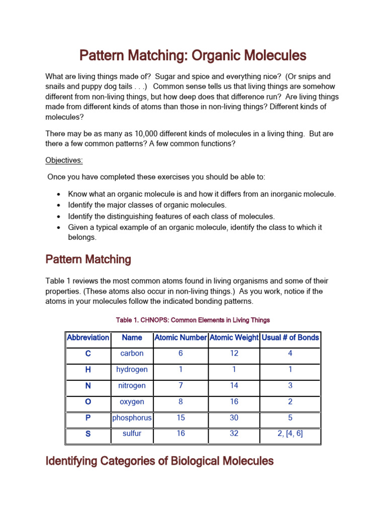 Macromolecule Pattern Matching Activity Sosnowski | PDF | Fatty Acid ...