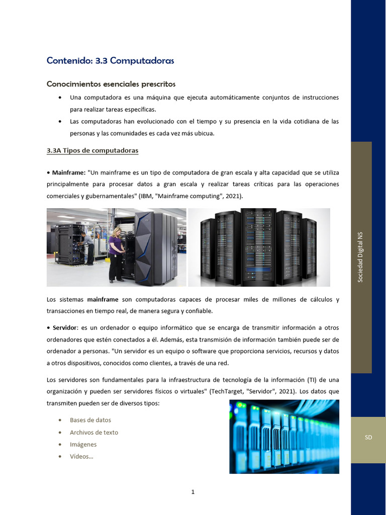 Tipos y componentes de computadoras | PDF | Hardware de la computadora ...