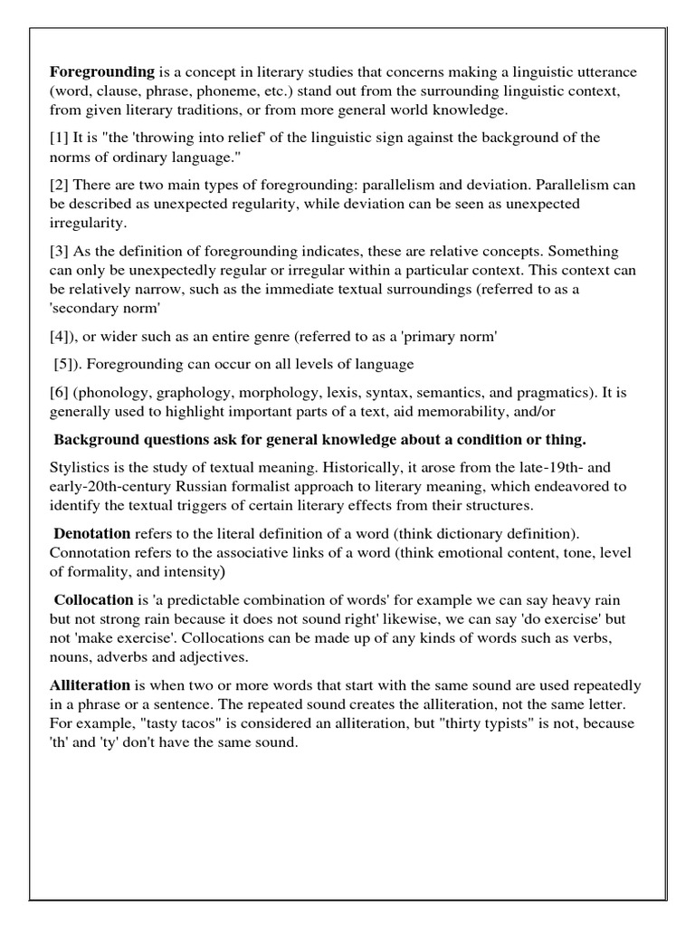 Understanding Foregrounding in Literature | PDF