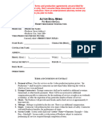 Actor Deal Memo Template PDF Format Download
