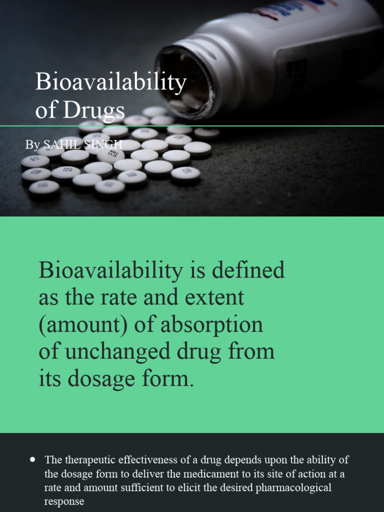 Bioavailability of Drugs | PDF | Bioavailability | Pharmacokinetics