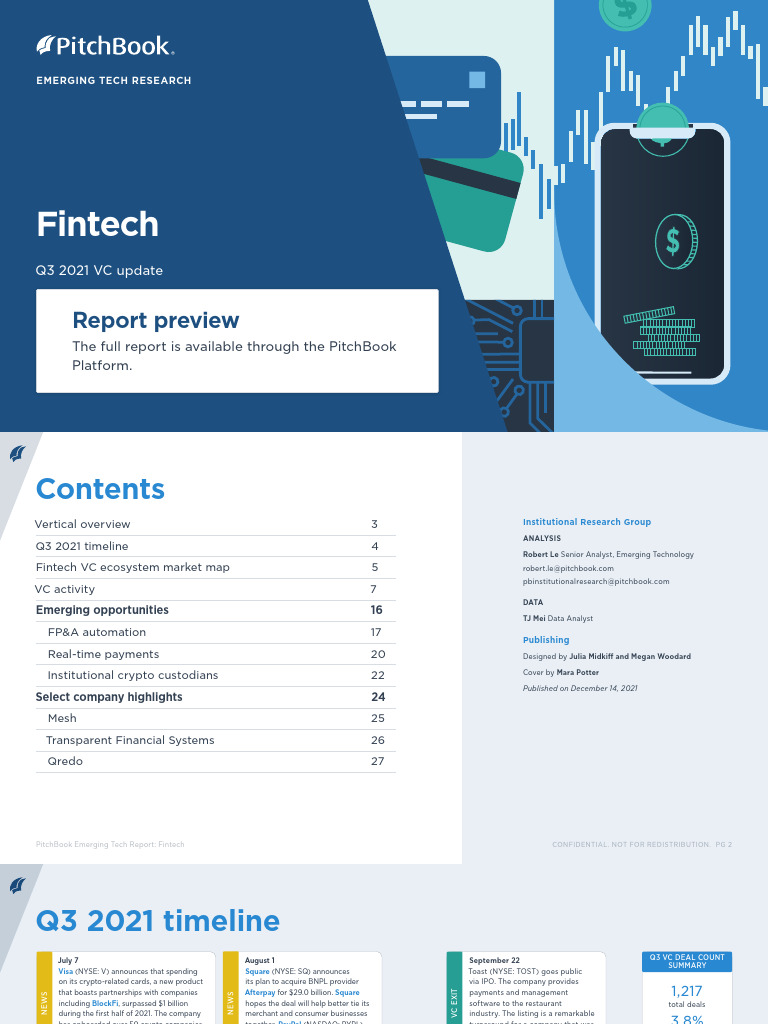 PitchBook Q3 2021 Emerging Tech Research Fintech Report Preview | PDF ...