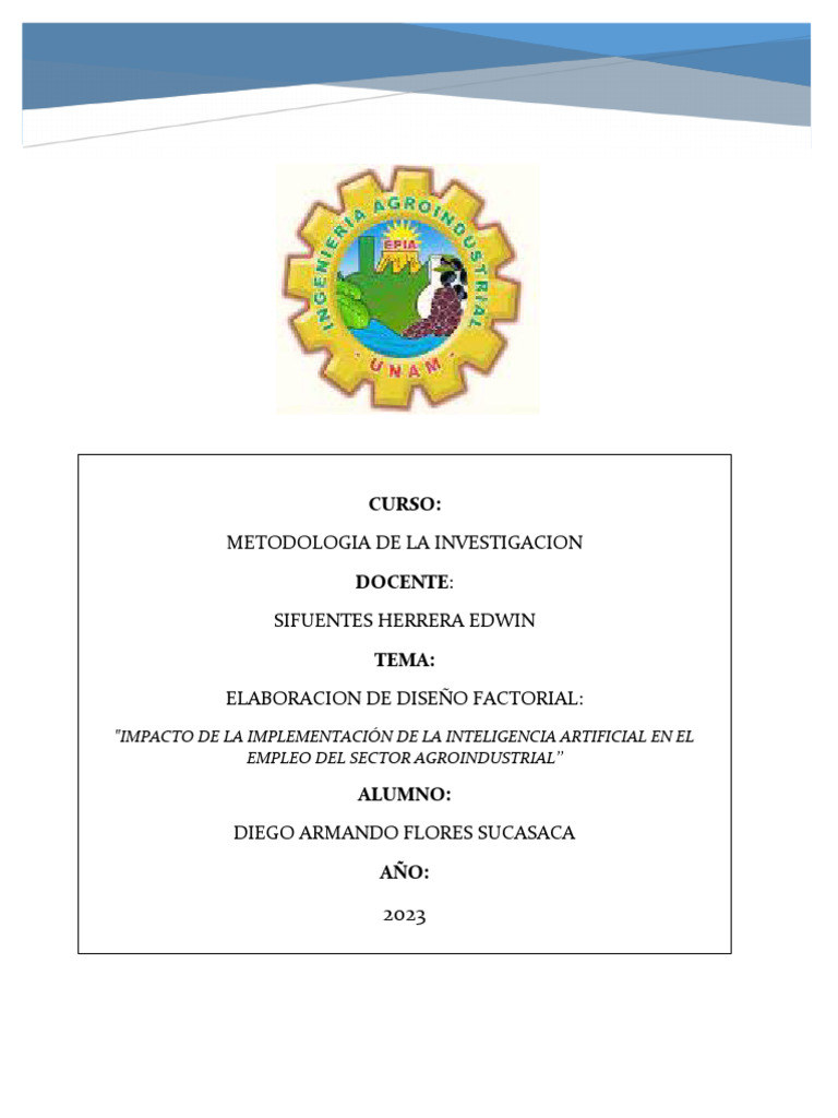 Elaboracion de dise o factorial pdf inteligencia artificial