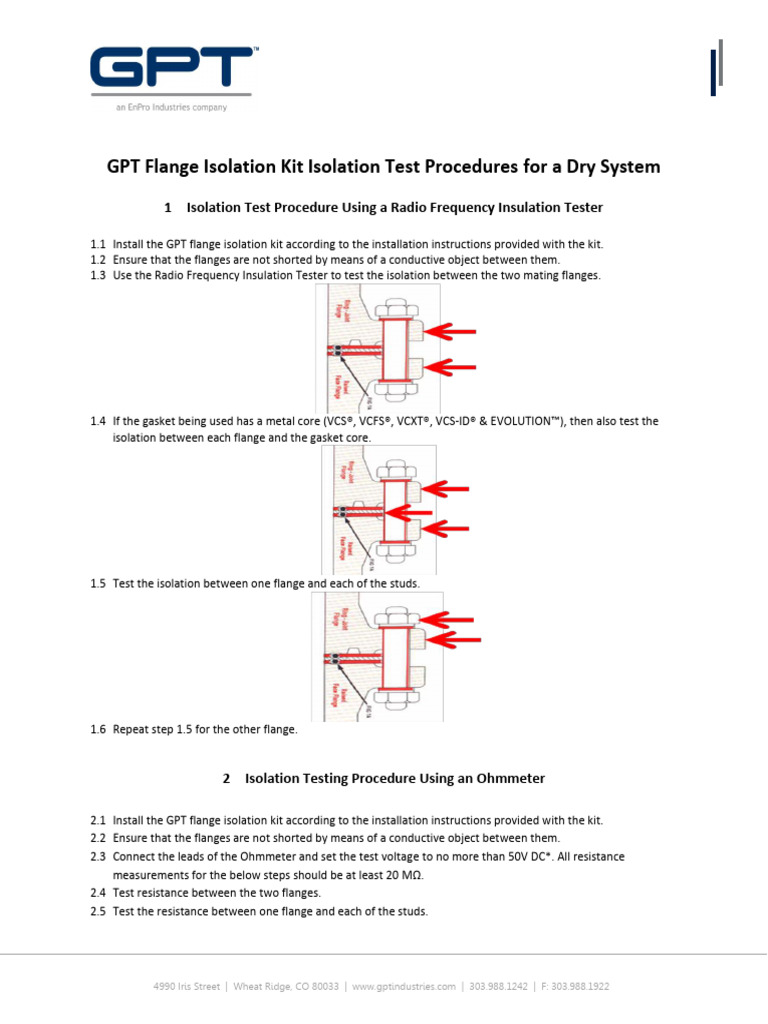 GPT Flange Isolation Kit Isolation Test Procedures For A Dry System 0