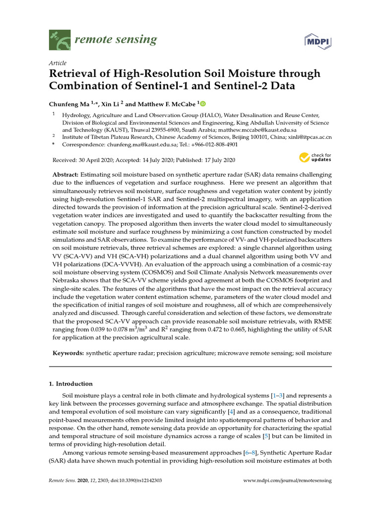 Remotesensing 12 02303 v2 | PDF | Infrared | Remote Sensing