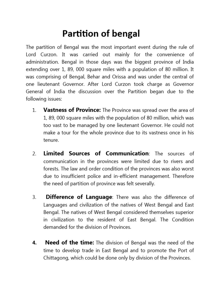 Partition of Bengal PDF Partition Of India South Asia