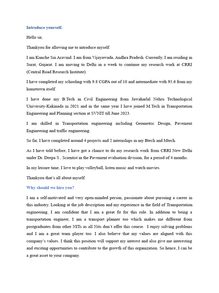 Introduce Yourself | PDF | Expert | Learning