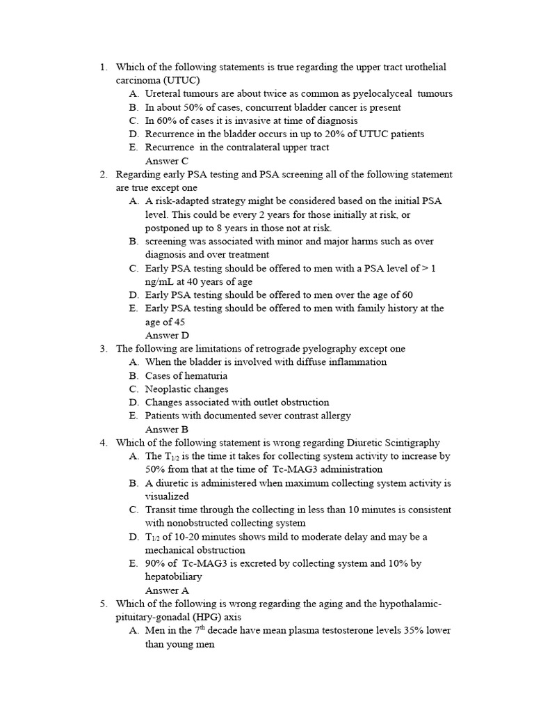 4th and 5th Year June 2016 | PDF | Prostate Cancer | Urinary Tract ...