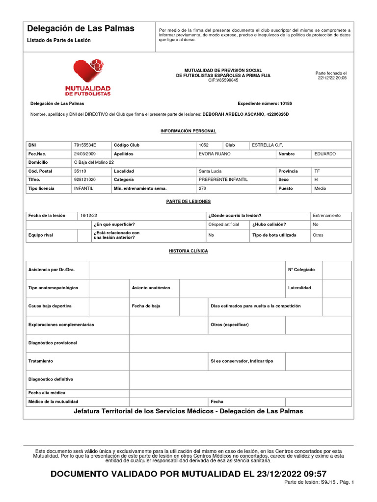 Parte de Lesión MUPRESFE Madrid | PDF | Organización mutua | Reaseguro
