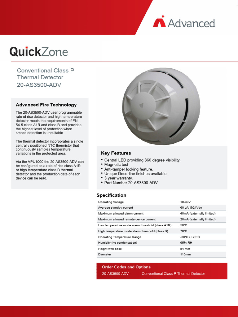 AS3500 Advanced Thermal Detector | PDF