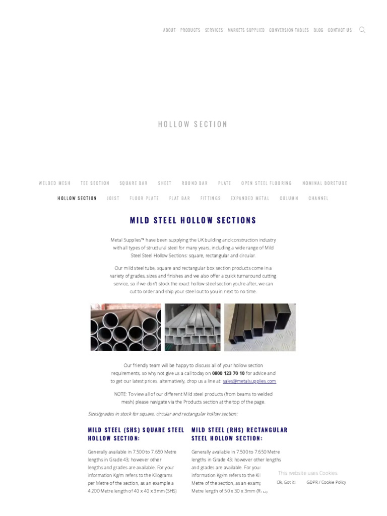 Mild Steel Hollow Section - Square, Rectangular, Circular - Meta | PDF ...