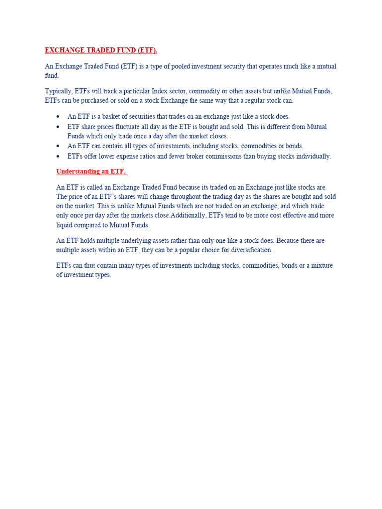 Understanding Exchange Traded Funds (ETFs) | PDF | Language Arts ...