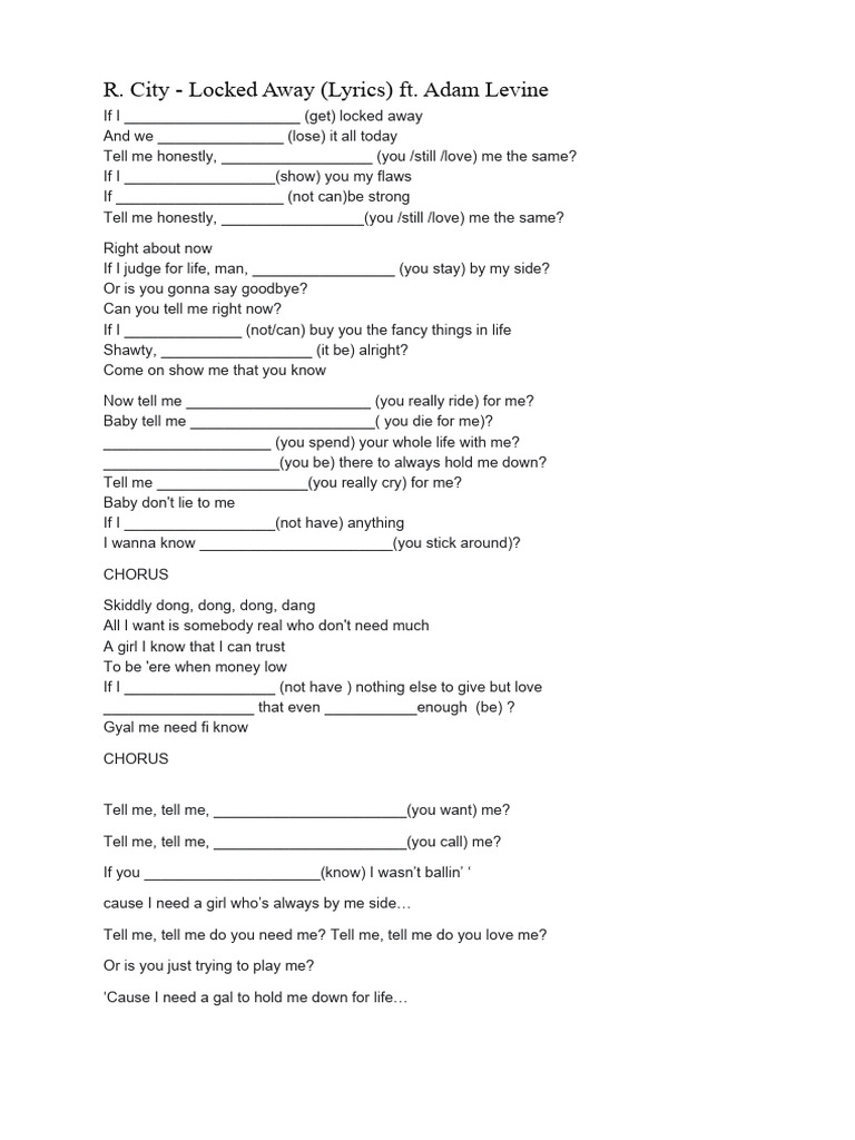 Locked Away Exercise PDF