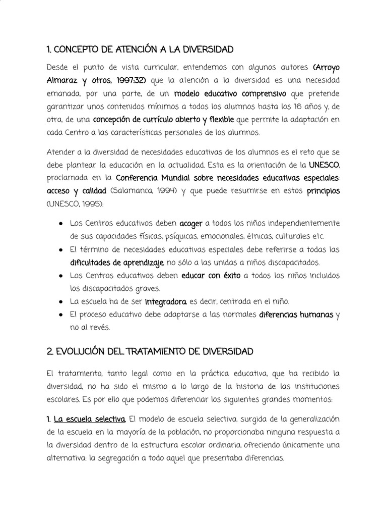 Atención a la Diversidad Educativa | PDF | Aprendizaje | Plan de estudios
