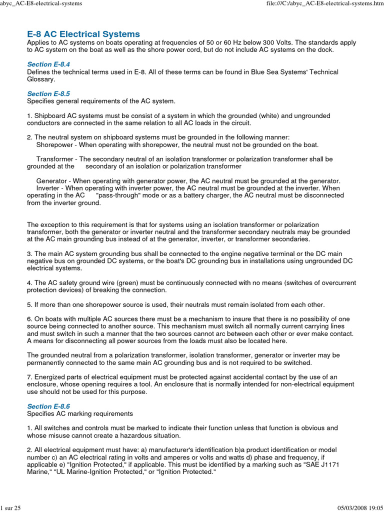 ABYC E-8 AC Electrical Standards | PDF | Alternating Current | Ac Power ...