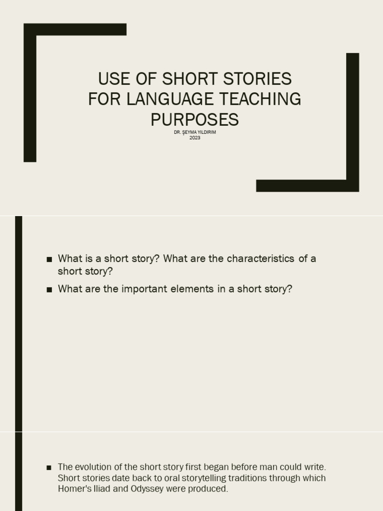 Week 3 USE OF SHORT STORIES FOR LANGUAGE TEACHING PURPOSES | PDF ...