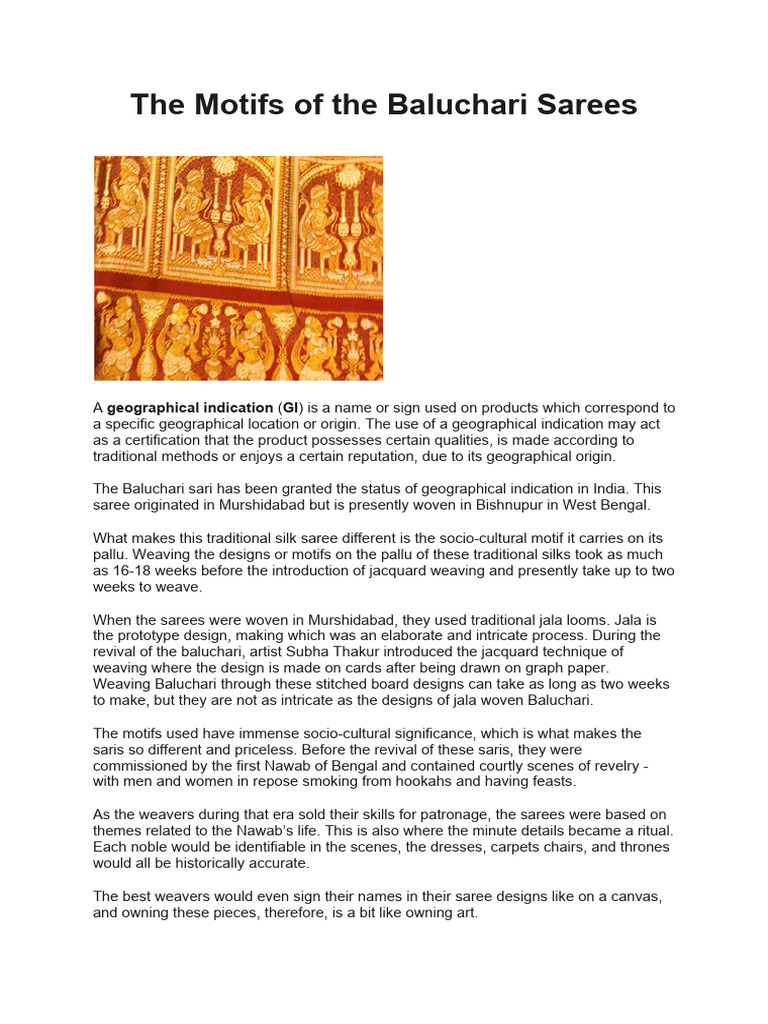 Baluchari Motifs | PDF | Textile Arts | Weaving