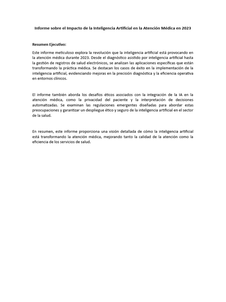 Informe Sobre El Impacto de La Inteligencia Artificial en La Atención ...