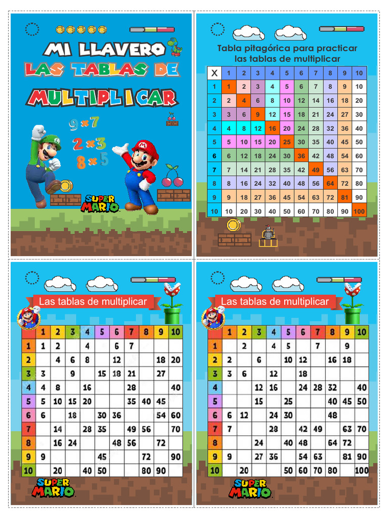 Llavero de Las Tablas de Multiplicar Tematica Mario Bros | PDF ...