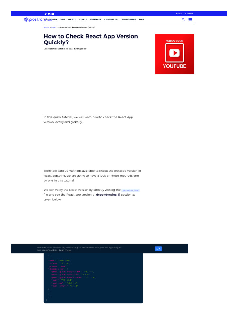 WWW Positronx Io How To Check React App Version Quickly | PDF ...