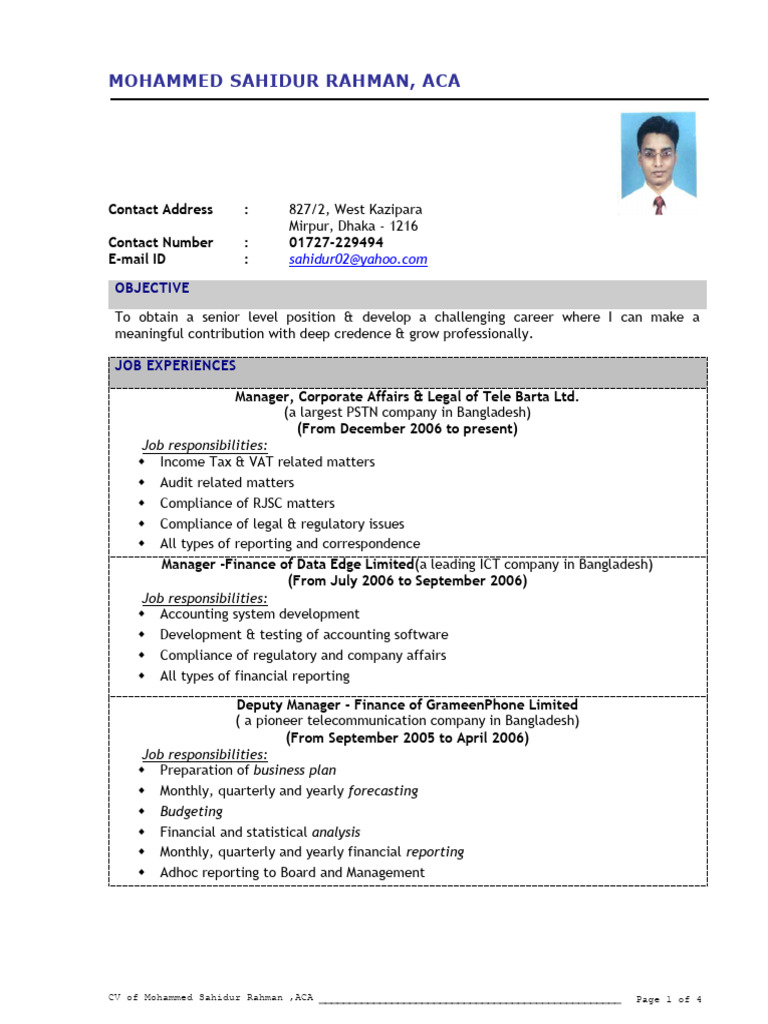 Fresher Chartered Accountant Resume | PDF | Accounting | Accountant
