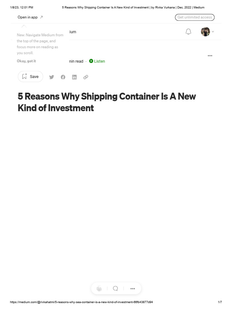 5 Reasons Why Shipping Container Is A New Kind of Investment by Rivka