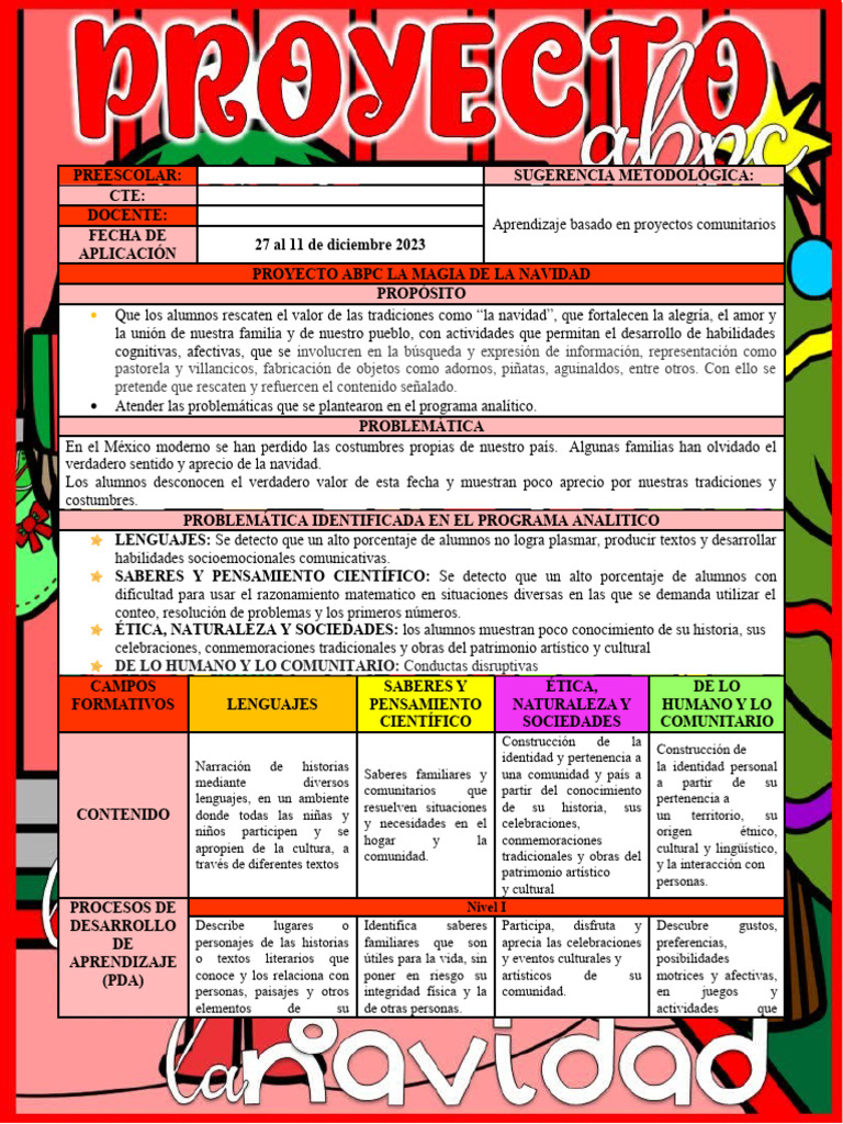 Proyecto ABPC: La Magia de la Navidad | PDF | Navidad | Educación de la ...