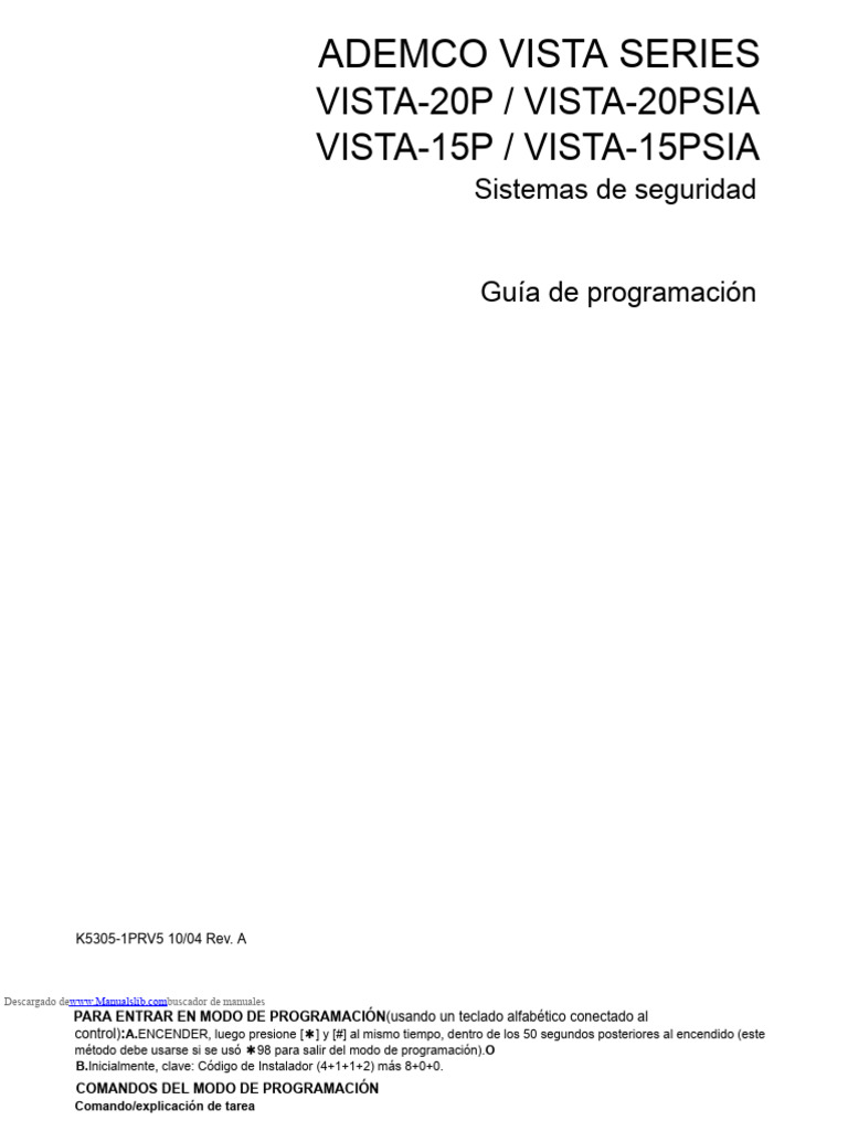 Copia Traducida de Vista 20P Programming Guide PDF Programación