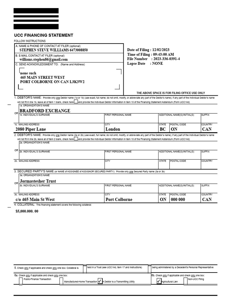 Bradford Exchange Lien Ucc PDF Assignment (Law) Common Law